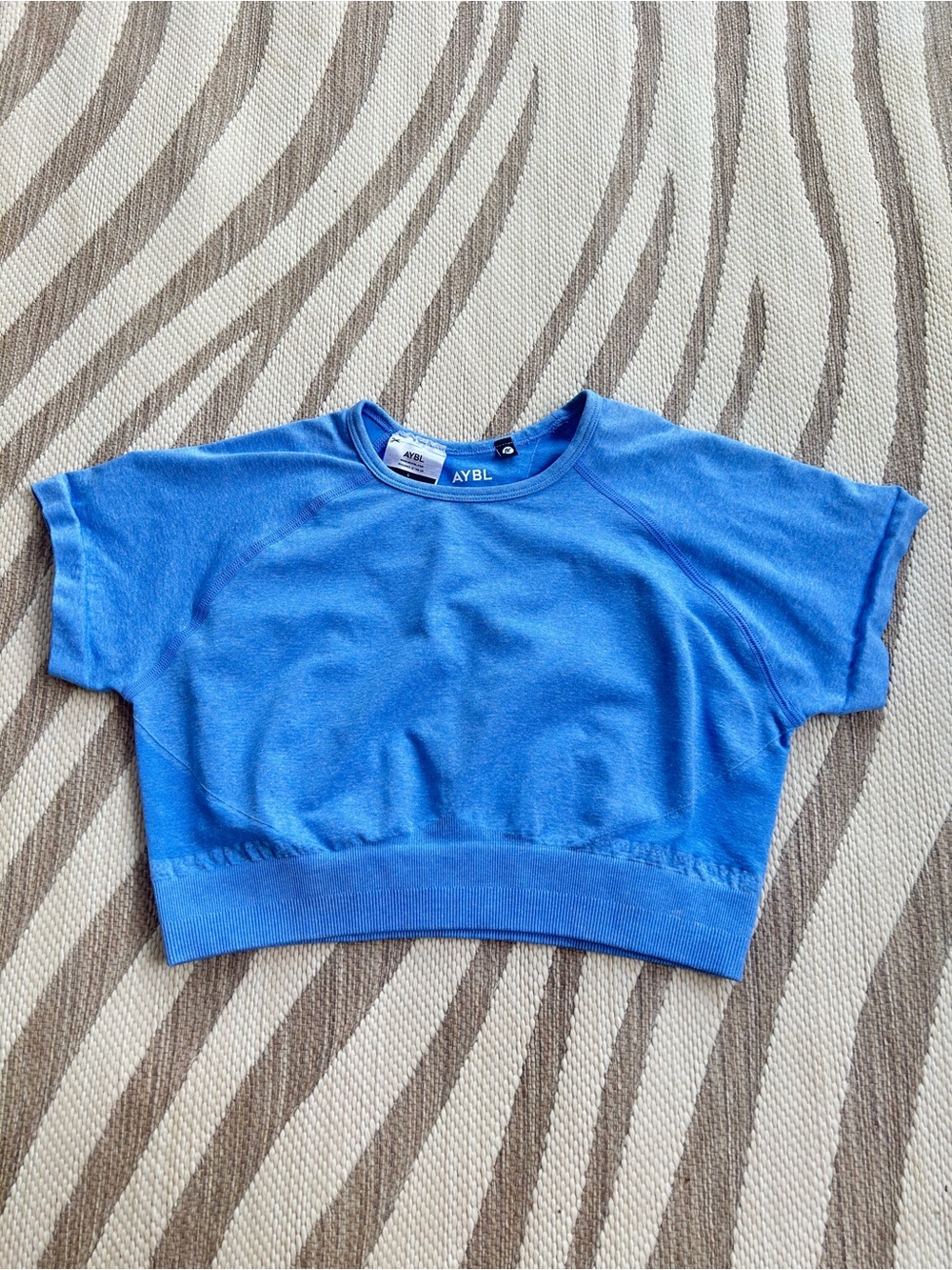 AYBL Blue Cropped Active Tee size large